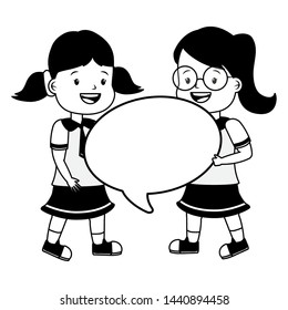 girls student talk bubble back to school vector illustration