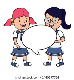 girls student talk bubble back to school vector illustration