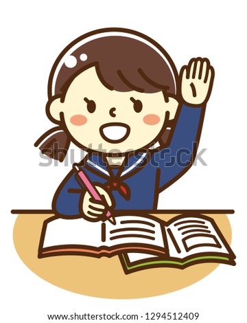 Girls studying hands during class