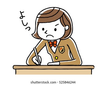 Girls studying to study