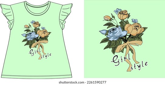 girls style t shirt graphic design vector illustration 