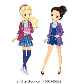 Girls In Stylish School Jackets