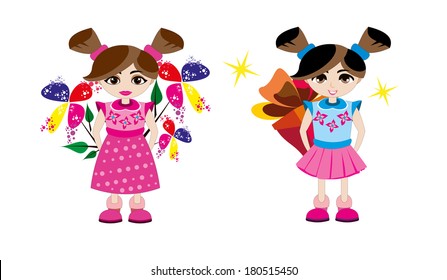 Girls with a surprise - vector illustration