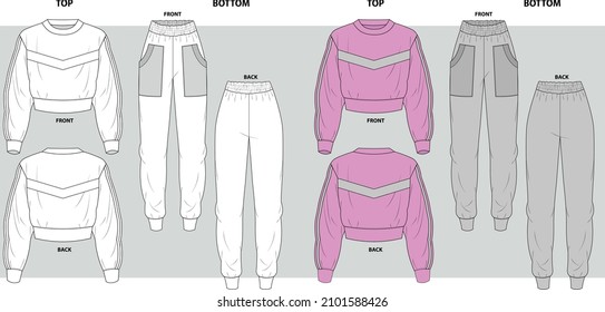 Chicas Sweatshirt con boceto plano de la barra de pista