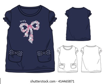 Girls T shirt templates / cute ribbon