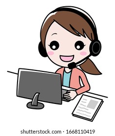 Girls taking online classes or teleworking women