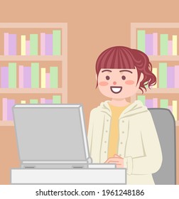 Girls taking online lessons using a computer.