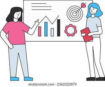 Die Mädchen sprechen über die Einstellung von Graphen.