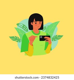 Girls talking and typing on Phone. Flat Cartoon Vector Illustration.