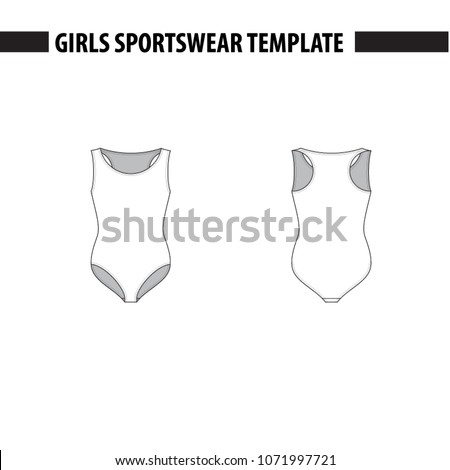 girls tank leotard vector template mockup stock vector royalty free girls template