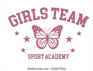 girls team butterfly academy pink