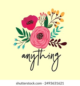 girls tee design anything wording flowers and leaf print design