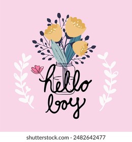 girls tee design hello color full design.