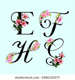 girls tee design print e alphabet flowers f alphabet flowers g alphabet flowers h alphabet flowers print and background