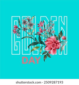 girls tee design print golden day flowers best girls t shirt design vector background
