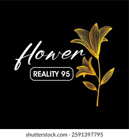 girls tee design print golden flower design vector