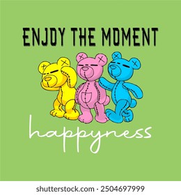 girls tee design print new creation tee shirt design enjoy the moment happyness colorful design