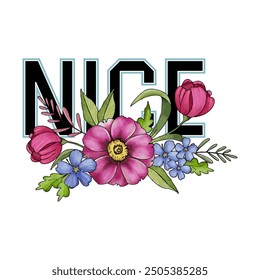 girls tee design print nice colorful flowers new tshirt vector beautiful design