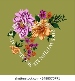 girls tee design print sky above me earth below me fire within me print design flowers and background