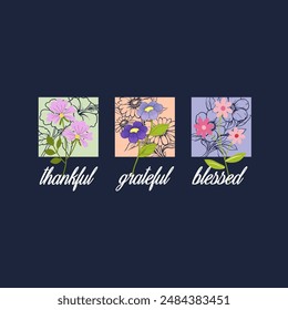 girls tee design print thankful grateful blessed