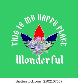 girls tee design print this is my happy place wonderful flowers new logo tee shirt vector design