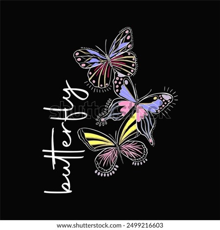 girls tee design print vector look butterfly new design
