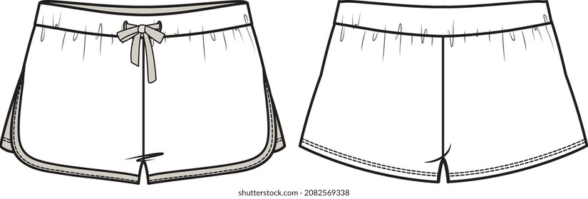 GIRLS AND TEEN BOTTOM WEAR SHORT VECTOR SKETCH