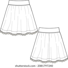 GIRLS AND TEEN BOTTOM WEAR SKIRTS VECTOR SKETCH