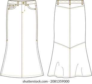 GIRLS AND TEEN WEAR LONG AND SHORT SKIRTS VECTOR SKETCH