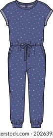 GIRLS AND TEEN GIRLS WEAR PINAFORE DRESS JUMPSUIT WITH BOWTIE PATTERN VECTOR ILLUSTRATION