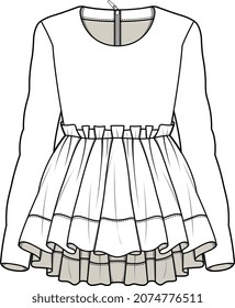 GIRLS AND TEENAGER FRILL DRESS VECTOR