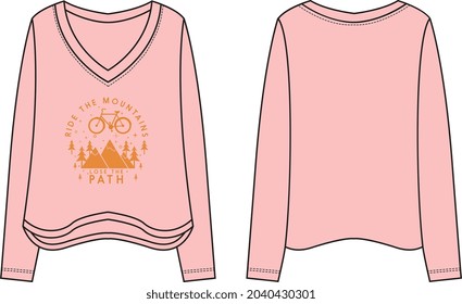 GIRLS AND TEENS PRINTED JUMPER TOPS FRONT AND BACK VECTOR