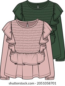 GIRLS AND TEENS TUNIC TOPS VECTOR AND SKETCH