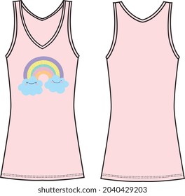 GIRLS AND TEENS VEST TOPS WITH RAINBOW PRINT