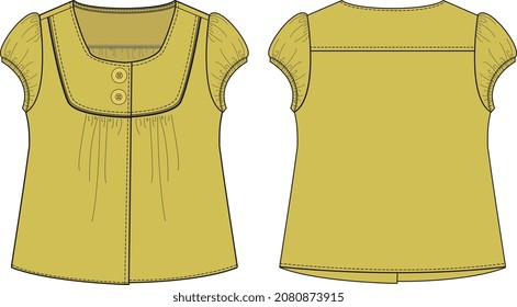 GIRLS AND TEENS WEAR WOVEN TOPS VECTOR SKETCH