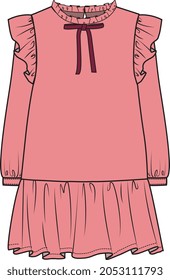GIRLS AND TEENS WOVEN DRESS AND TOPS VECTOR SKETCH