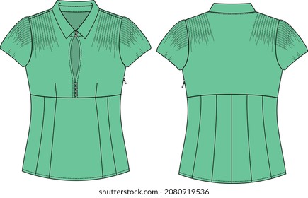 GIRLS AND TEENS WOVEN TOPS AND DRESS VECTOR SKETCH