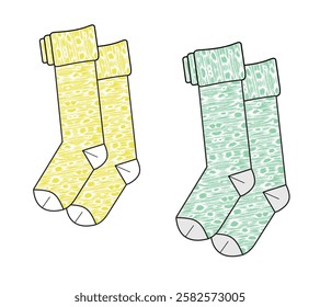 Girls tights socks vector design mockup template.