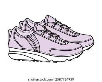 Girls trainer sneakers vector template technical design by adobe illustrator.