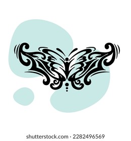 A girl's transferable temporary tattoo.  Celtic butterfly in lineart style and engraving. Pink, delicate