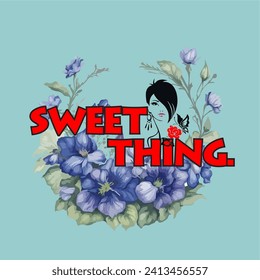 GIRLS T-SHIRT DESIGN SWEET THING PRIENT DESIGN.eps