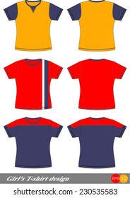 girl's T-shirt design Vector template 