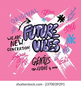 Girls typography street art graffiti slogan print with spray effect for graphic tee , web, card - Vector
