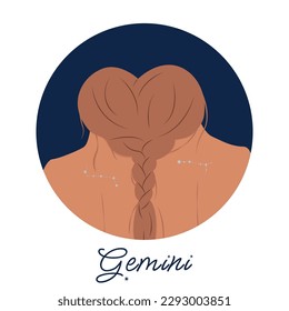 Mädchen unter dem Tierzeichen Gemini. Satz von Vektorgrafiken von Tierzeichen in minimalistischem Stil