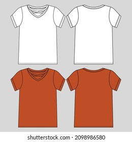 Girls V neck t shirt  with front criss cross neck Flat sketch