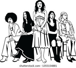 girls vector black