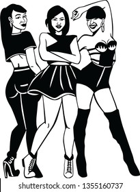 girls vector black
