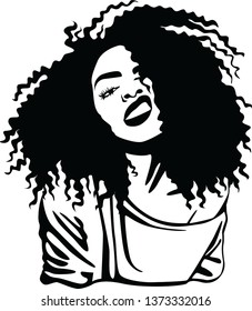 Black girl with afro cartoon