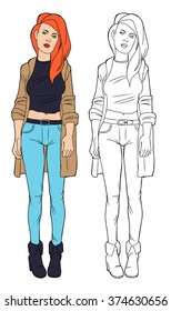Girls vector illustration set