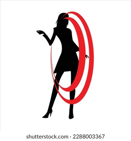 girls vector logo design black end red